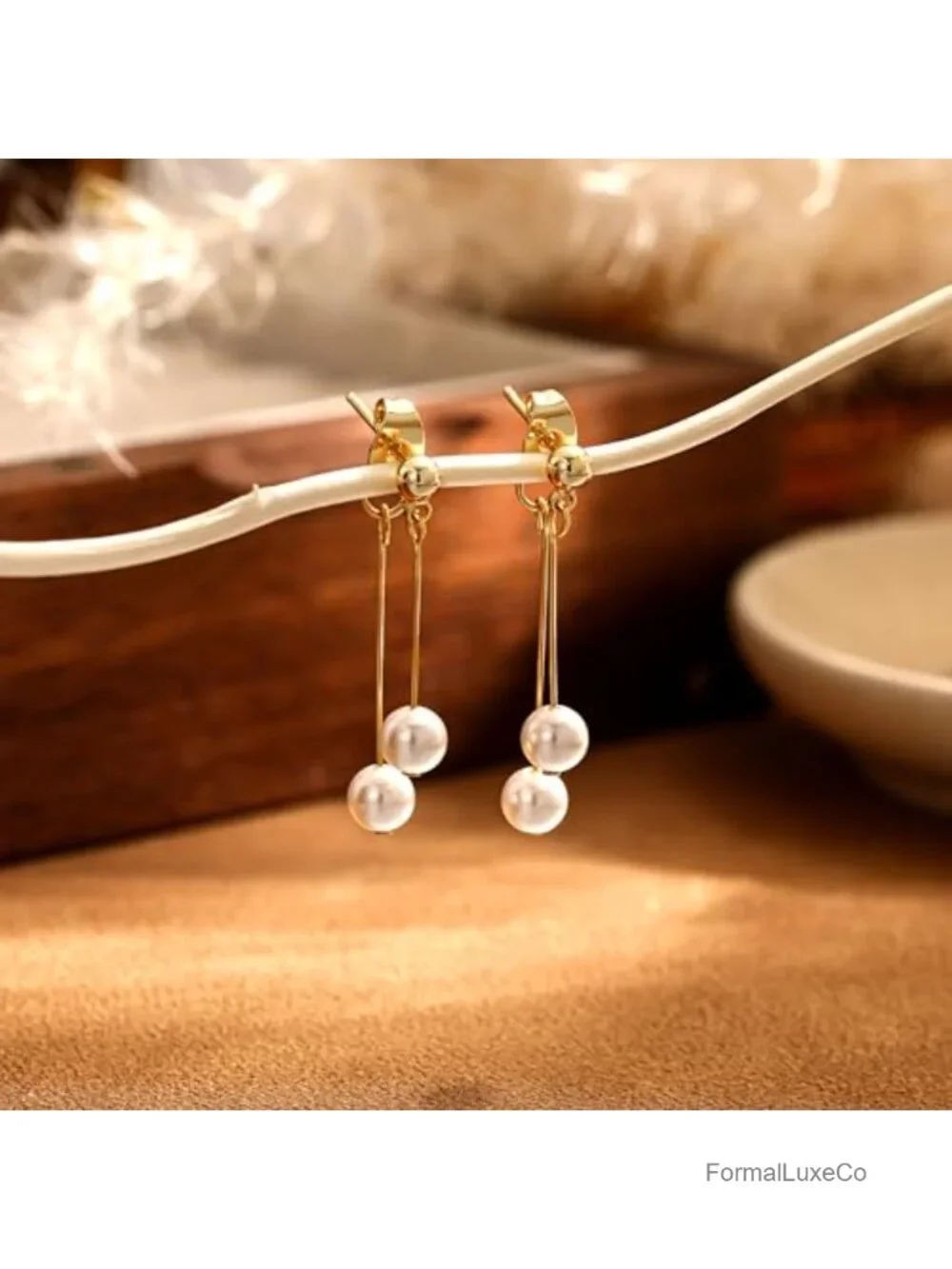 14K Gold Plated Pearl Drop Dangle Earrings with Cubic Zirconia